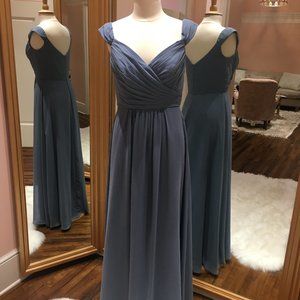 Slate blue, chiffon bridesmaid dress--Bari Jay